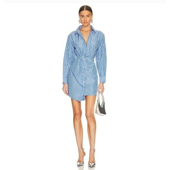 Steve Madden Nadia Shirt Dress 100% Cotton for Women Blue and White Size M